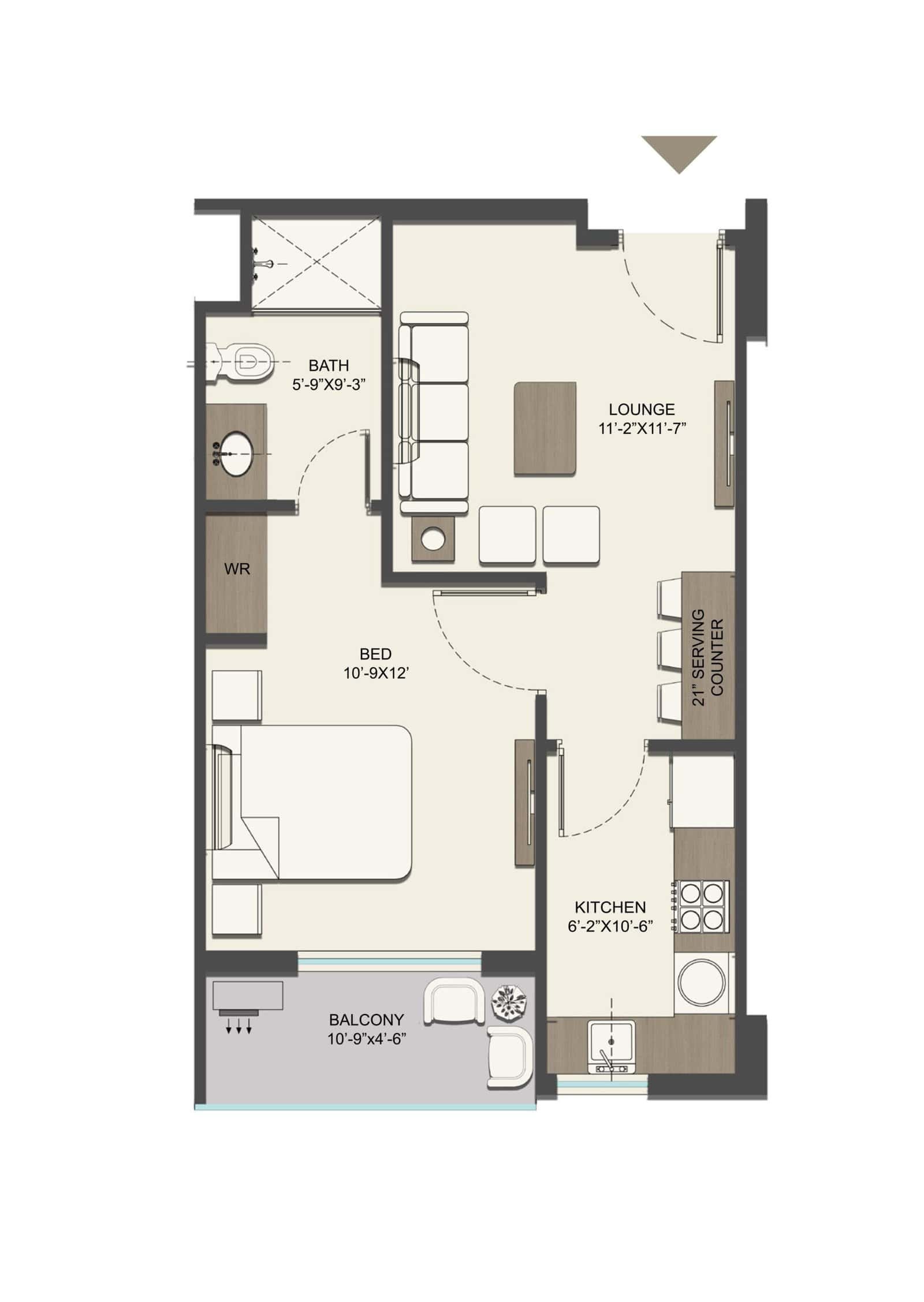 1 Bed Apartment Floor Plan